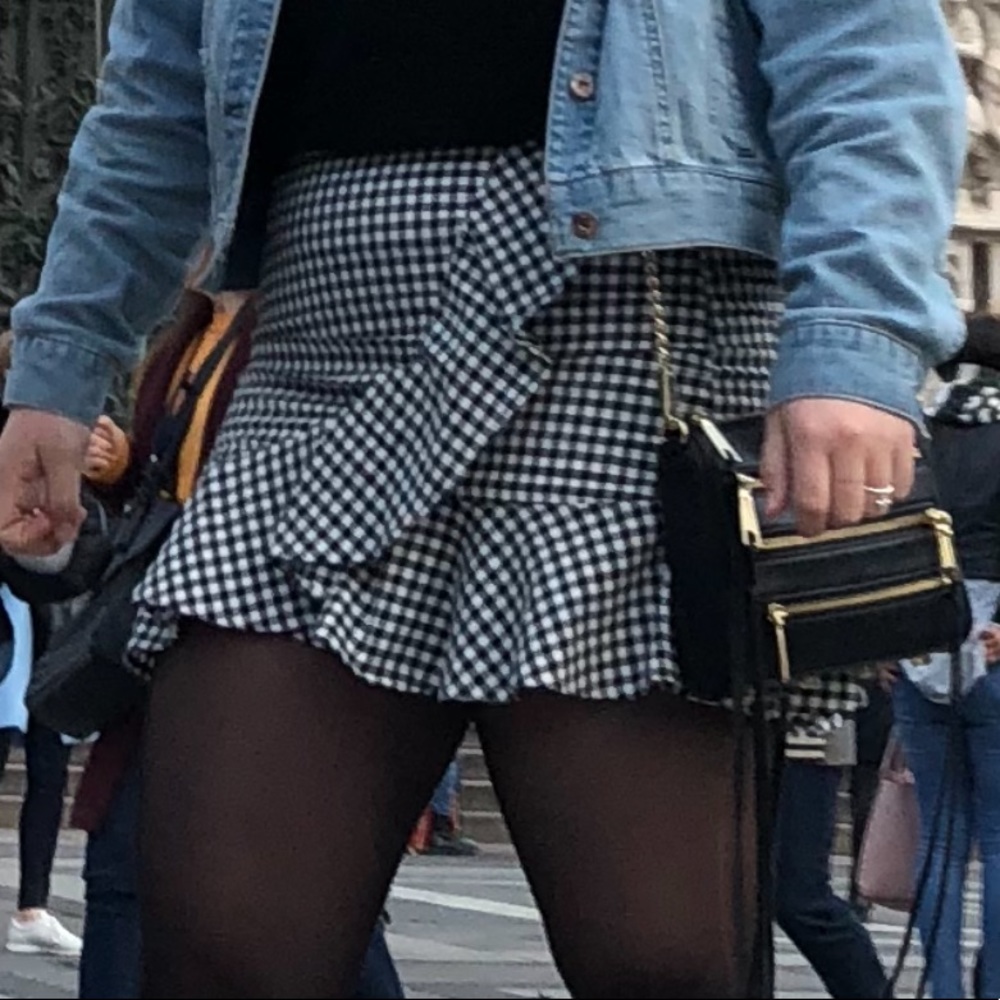 Black/White Gingham Ruffled Skirt